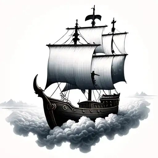 Viking Ship On Clouds