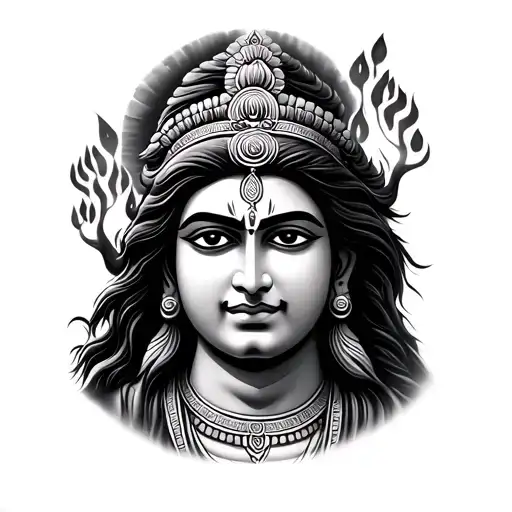 Bakth Of Lord Shiva Following Shiva Foot Prints Leading