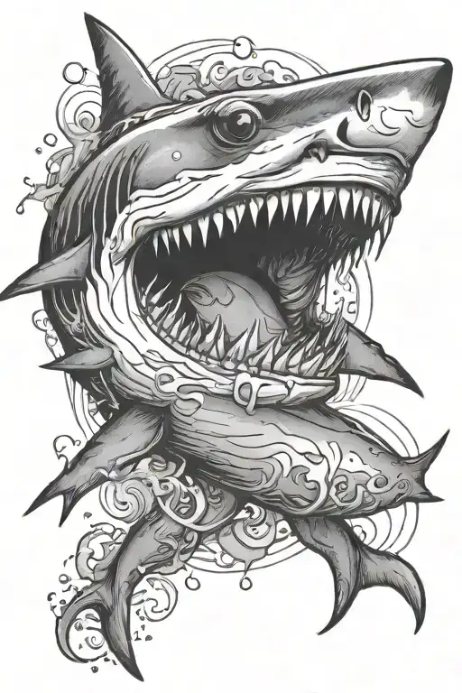 Shark Swimming Protecting Semicolon Incorporated