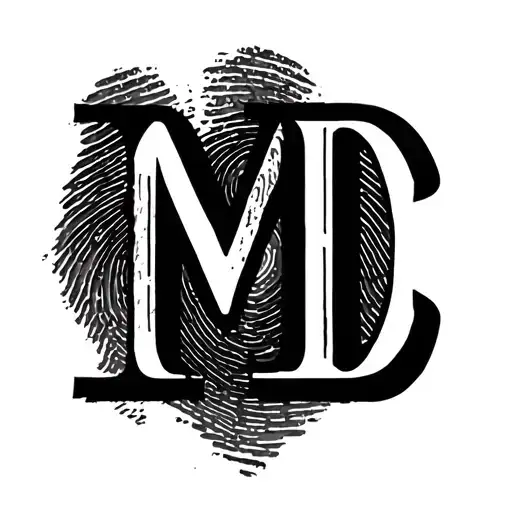 Finger Print With Initials M And D Shape Surrounded