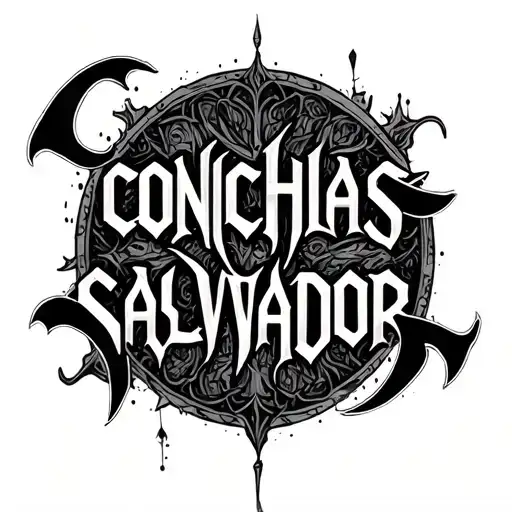Black Gothic Calligraphy Round Style Saying Conchitasalvador