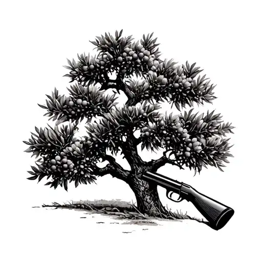 Olive Tree With A Shotgun Resting