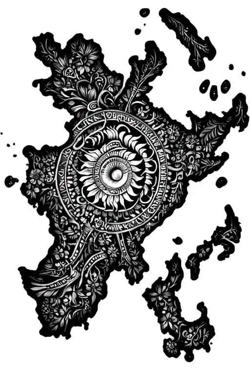 Fusion Of Indian And New Zealand Map Outlined In Sanskrit