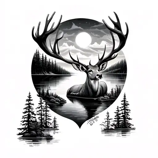 Deer With Lake In Back