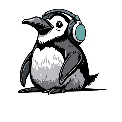 Penguin Wearing Headphones