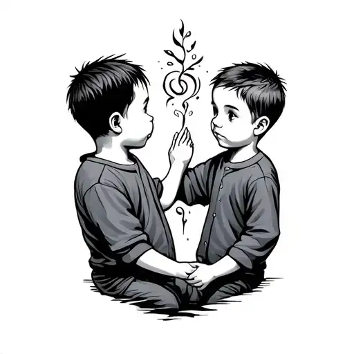 Sons Older And Younger Holding Hands