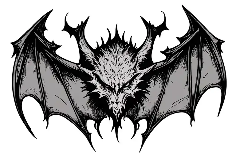 Gothic Sigil Tattoo Bat Symmetrical