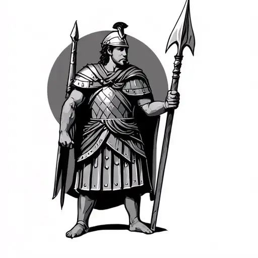 Standing Roman Soldier Holding Spear