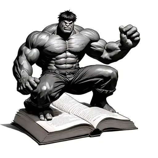 An Open Book With Hulk Sitting On Top Of It