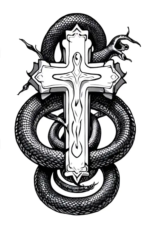 Cross With A Snake Around It