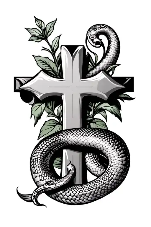 Plain Cross With A Gardener Snake Around It