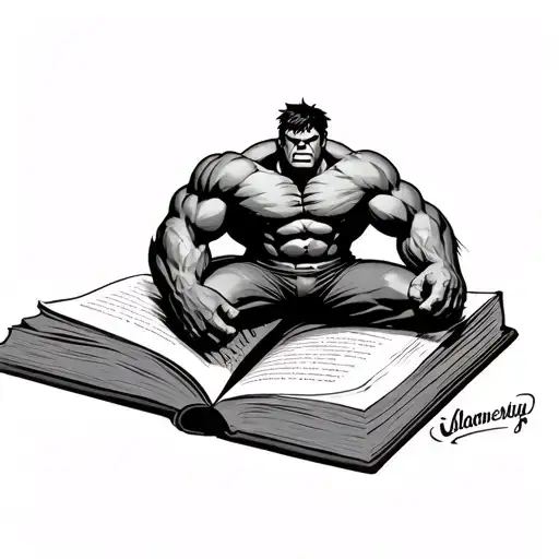 An Open Book With The Hulk Sitting On Top Of It