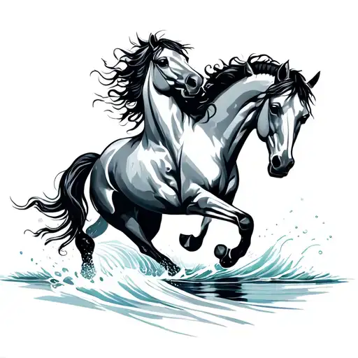 Water And Horse Running
