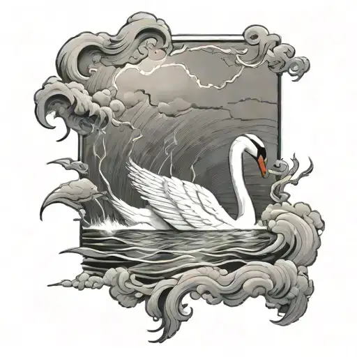 A Swan Swimming Through A Thunderstorm With The Milwaukee Art Museum In The Background