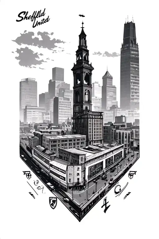 Sheffield Skyline With Sheffield United