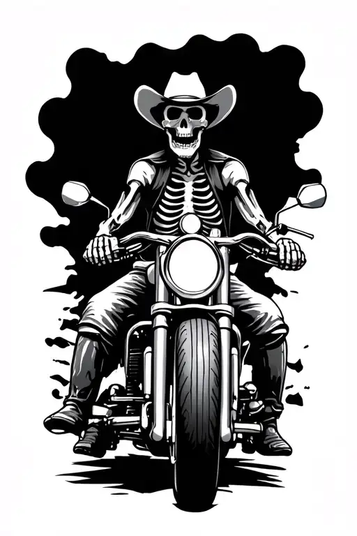Cowboy Skeleton Riding Motorcycles