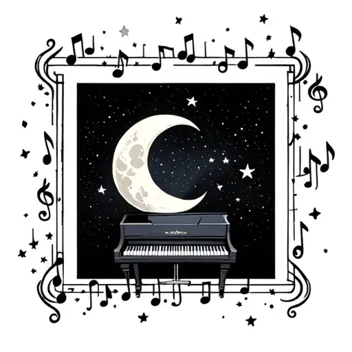 Musical Moon Pretty Elegant Night Time Piano