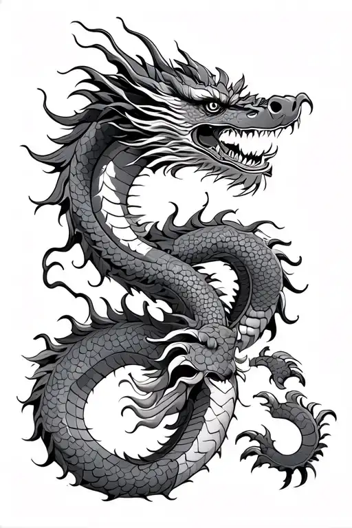 Chinese Dragon With Eastern Europe Block Of Flats At The Back