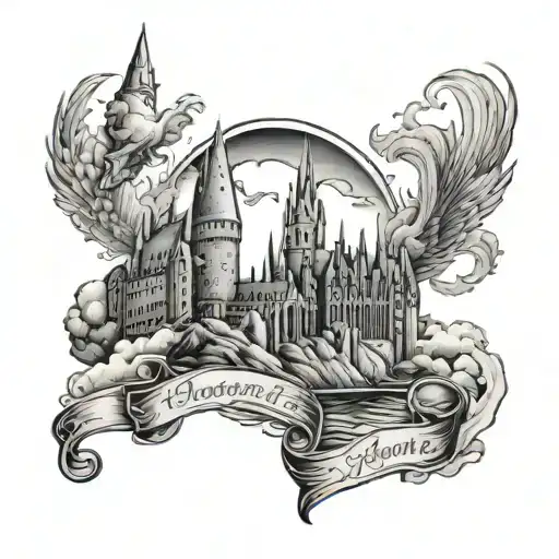 Hogwarts Castle Sourranding Sky Full