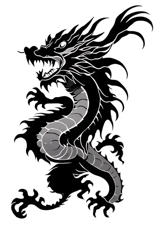 Chinese Dragon With Eastern Europe Block Of Flats At The Back