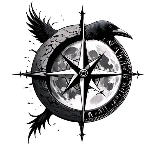 Raven Full Moon Compass Broken