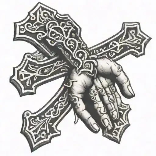 Crussader Pray Hands Cross