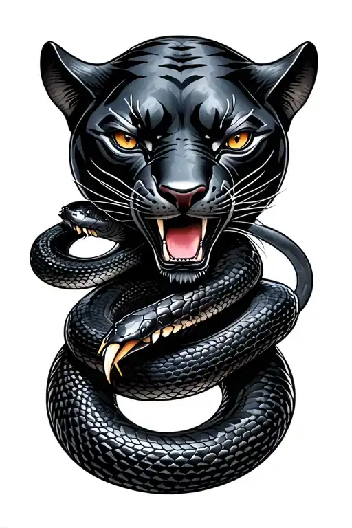 Snake And Black Panther Dangerous