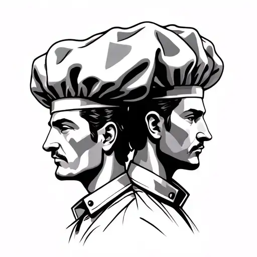 Chess King And Chef Head Profile Holding
