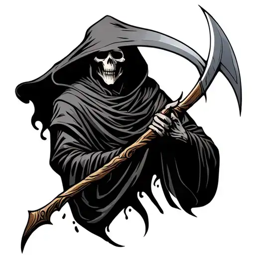 Grim Reaper Holding A Scythe