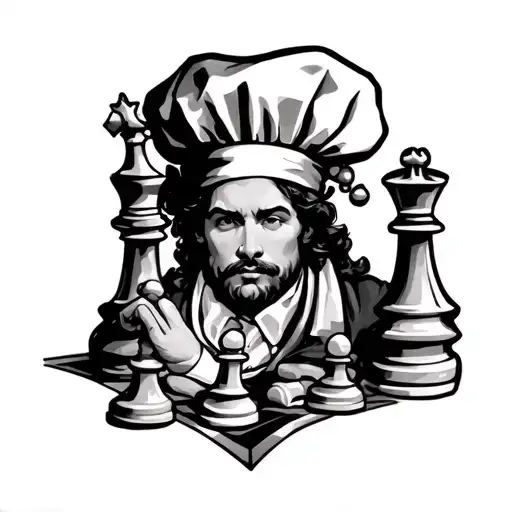 Chess Bord King And Chef Hat Profile Holding