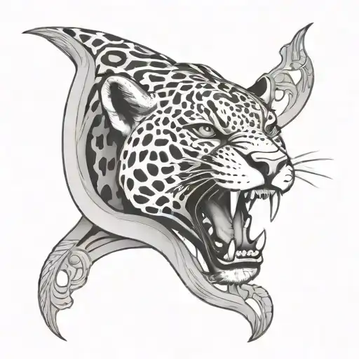 Majestic Jaguar With Mythical Symbol Intertwined