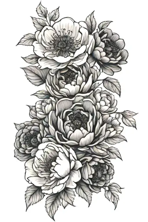 A Bouquet Of Flowers With Anemones And Peonies Growing