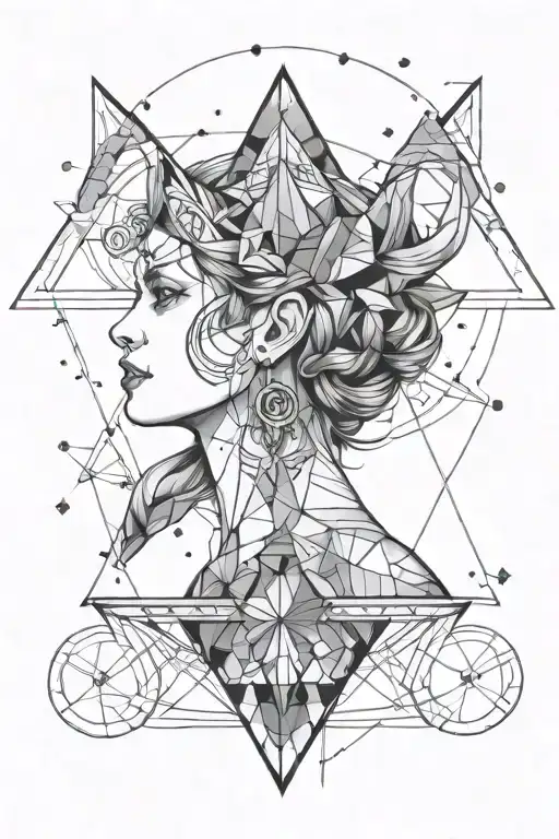 Geometrical Design Of Hera's With Triangles And Lines With Constellation Of Cancer