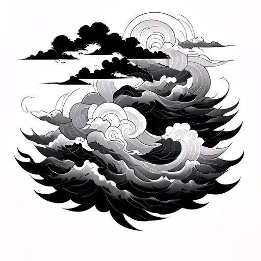 Irezumi Back Tattoo With Mandearing Edges That Illustrates Flowing Traditional Japanese Clouds
