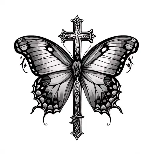 Peach Tree Cross Butterfly Catholic Cross