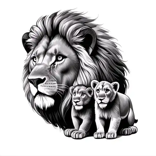 Lion And Cubs