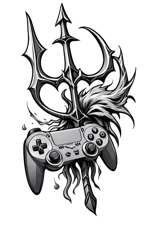 Poseidon's Trident And Video Game Controller Symbol Such