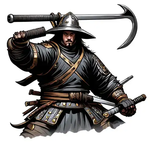 Samurai With A Halligan Bar Inspired By Firefighting