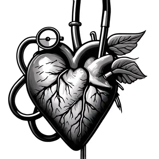 Stethoscope With Heartline And Heart At End