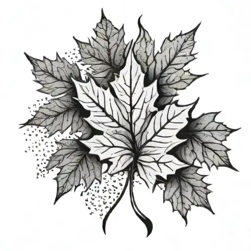 Multiple Falling Stone Effect Maple Leaf