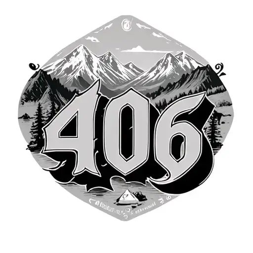 406 In Old English Font With Mountains In The Background