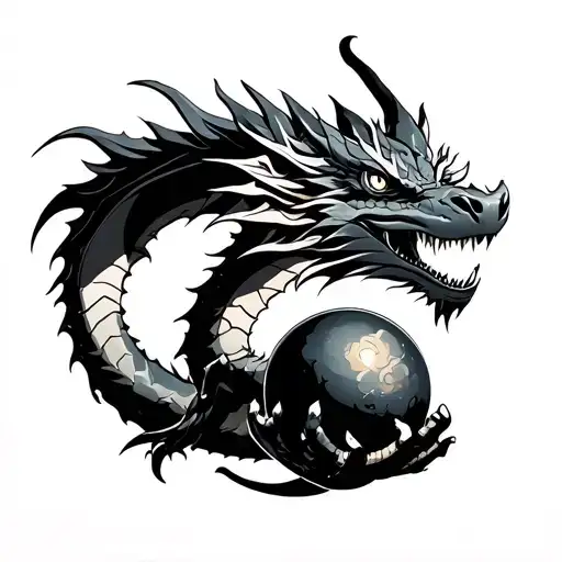 Dragon Holding A Sphere