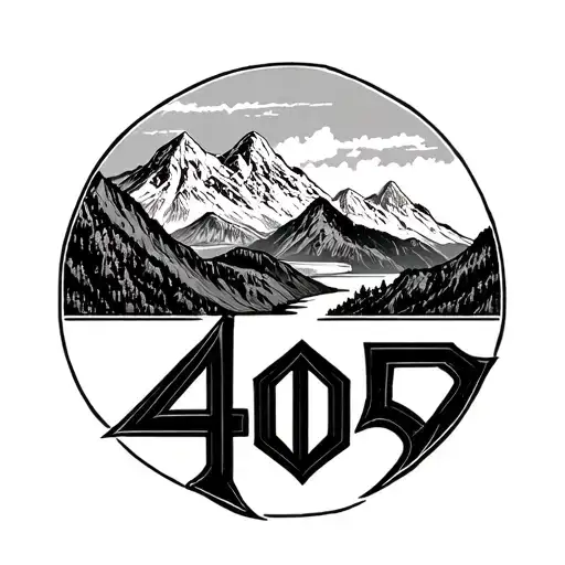 406 In Old English Font With Mountains In The Background