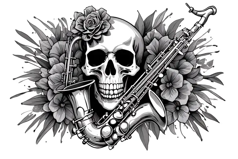 New Orlean's Themed Skull Playing A Saxophone