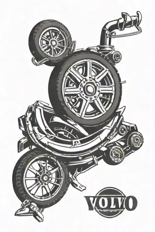 Volvo Logo With Shadows And A Tire