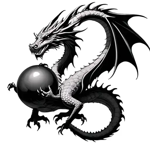 Dragon Holding A Sphere Full Back