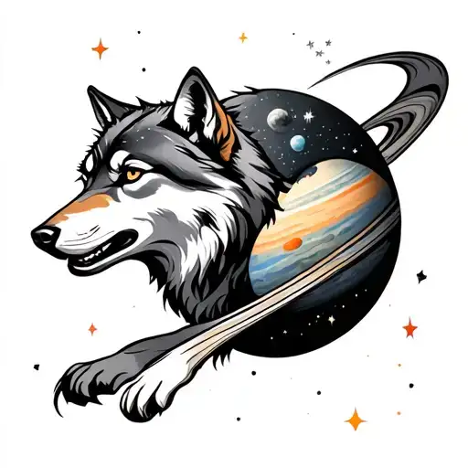 Wolf Prowling Forward Planets And Stars