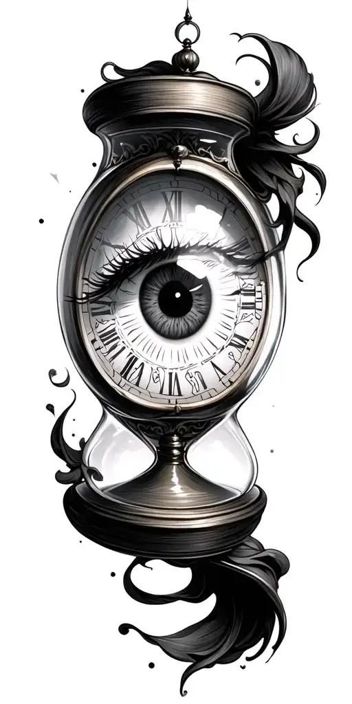 Clock Hour Glass Eye Surrounded