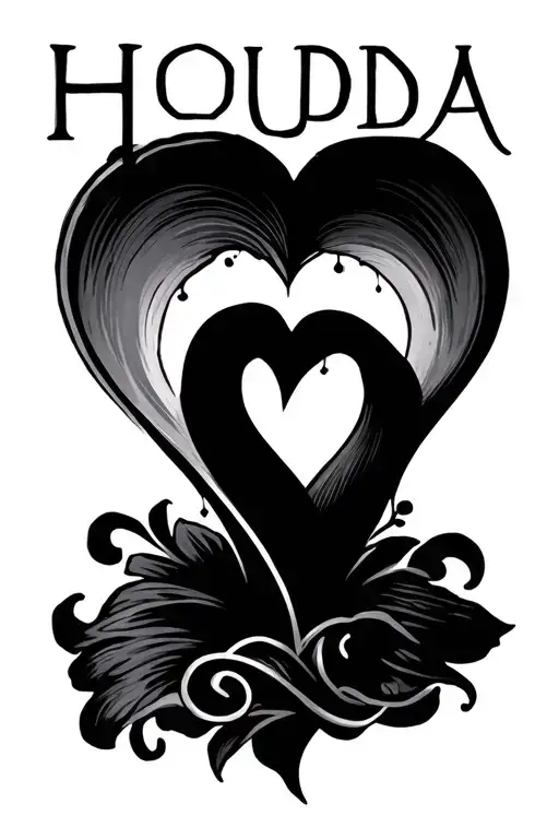 The Name Houda In The Shape Of A Heart