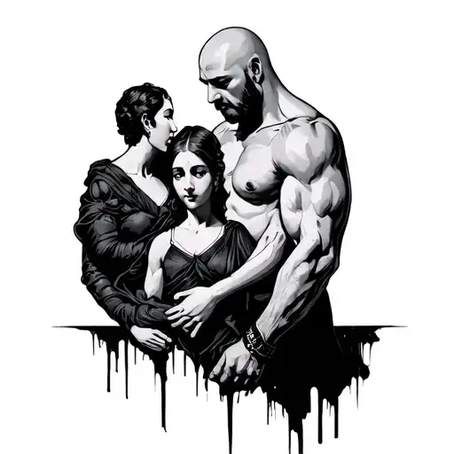 Bald Man Protecting His Family